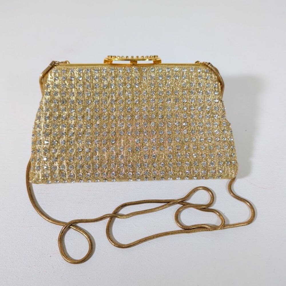 Vintage La Regale gold clutch with crystal rhinestones